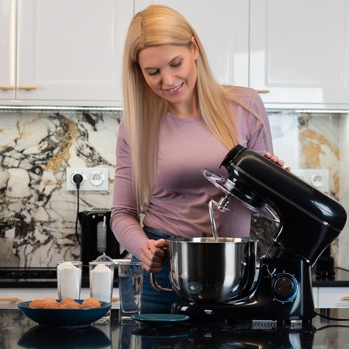 Mixer cu bol de 6.2 l din inox, 3 in 1, Zola®, 2200 W, cu tocator si blender, negru Mixer cu bol de 6.2 l din inox, 3 in 1, Zola®, 2200 W, cu tocator si blender, negru